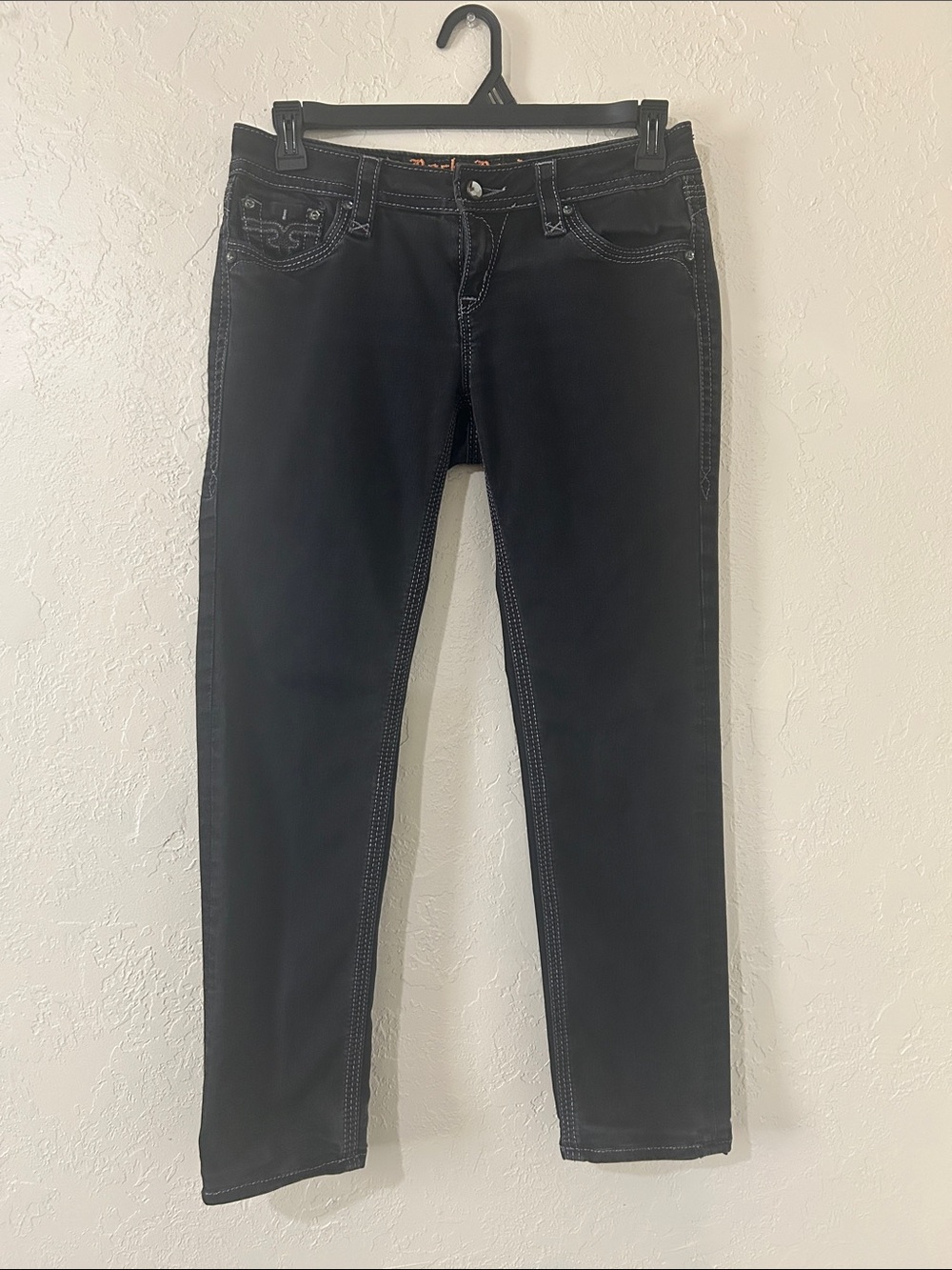 Rock Revival Women's Black Skinny Jeans with Contrast Stitching